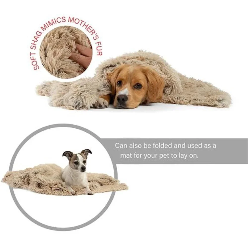 Calming Shag Fur Pet Throw Blanket, Taupe, 30